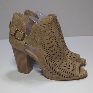 Altar'd State Women's Tan Peep-Toe Block Heel Sandals Size 10